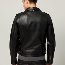 New Handmade Mens Casual Slimfit Black Biker Leather Jacket
