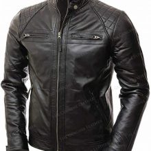 New Handmade Mens Black Abbraci Lambskin Motorcycle Leather Jacket