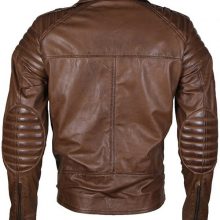 New Handmade Mens Biker Classical Brown Leather Jacket
