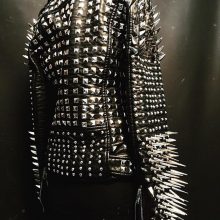 New Handmade Women metal studded spiked black biker Punk jacket Stud and spike jacket party wear fashion