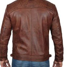 New Handmade Men's Brown Cafe Racer Real Lambskin Leather Distressed Biker Jacket