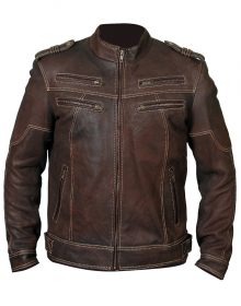 Men Handmade Biker Vintage Motorcycle Distressed Brown Cafe Racer Leather Jacket