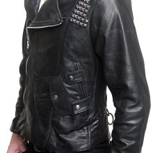 Men Fashion Cowhide Black Leather Motorcycle Slim fit Biker Bomber Jacket