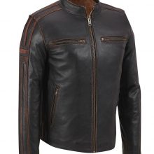 New Handmade Men's Cafe Racer Black Leather Jacket