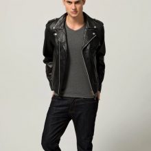 New Handmade Mens Casual Slimfit Black Biker Leather Jacket