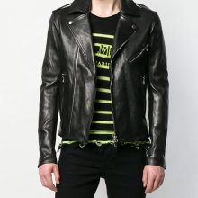 New Handmade Mens Casual Slimfit Black Motorcycle Leather Jacket