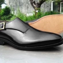 NEW Handmade men's black monk shoes, Formal Shoes men's leather black shoes