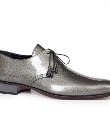 New Handmade Men's Grey Canapa Patent Grey Leather Shoes