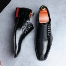 Black Men's Oxford Shoes Premium Quality Leather Derby Toe Lace up Handmade Shoes
