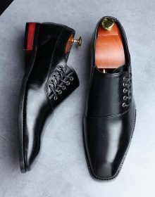 Black Men's Oxford Shoes Premium Quality Leather Derby Toe Lace up Handmade Shoes