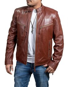 Men Genuine Lambskin Leather Motorcycle Slim fit Jacket Bomber Biker Jacket