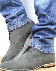 Handmade Men's Gray Color Ankle High Boots, Men's Suede Lace Up Designer Boots