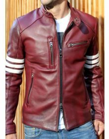 New Handmade Men's Fashion Casual Wear Biker Riding Maroon Genuine Real Leather Jacket
