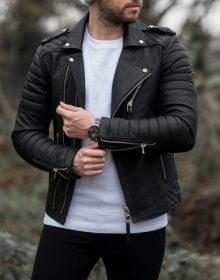 New Handmade Men’s High Desiner Fashion Casual Formal Biker Style Black Leather Jacket