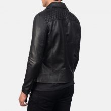 New Handmade Mens Danny Quilted Black Leather Biker Jacket