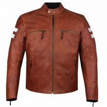 New Handmade Men’s Bikers Motorcycle Cruiser Brown Armor Biker Safety Leather Jacket