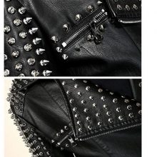 New Handmade Men’s Black Fashion Studded Punk Style Leather Jacket