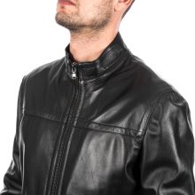 New Handmade Italian Men’s Genuine Lambskin Casual Fit Black Leather Jacket