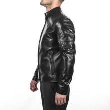 New Handmade Italian black Lamb lambskin biker slim fit jacket