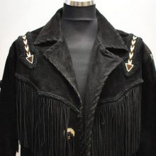 New Handmade Men's Fringes Beads Vintage RUNNING BEAR SUEDE Fringe Western Jacket