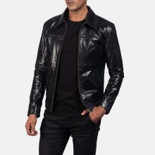 New Handmade Men’s Mystical Black Leather Jacket