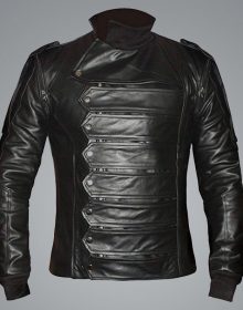 New Handmade Men’s Captain America Bucky Barnes Movie Cosplay Leather Jacket