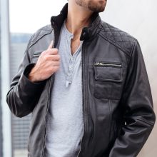 New Handmade Men Classic Cafe Racer Leather Jacket – Mens Genuine Leather Jackets