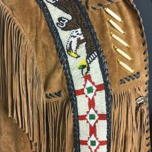 New Handmade Mens Vintage Beaded Eagle Suede Fringe Southwestern Jacket