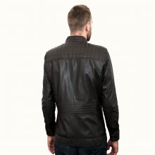 New Handmade Dark Brown Metal Zip Pockets Leather Jacket for Men