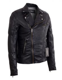 New Handmade Mens Asymmetrical Biker Vintage Black Lambskin Real Leather Jacket