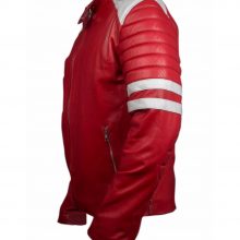 New Handmade Men Cafe Racer Red & White Biker Genuine Leather Jackets