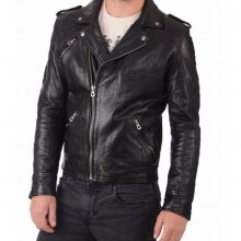 New Handmade Men's Biker Style Motorbike Black Genuine Leather Jacket