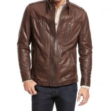 New Handmade Men's Brown Biker Style Motorbike Genuine Leather Jacket