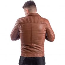 New Handmade Men's Brown Biker Style Motorbike Lamb-skin Leather Jacket