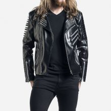 New Handmade Men's Heartless Gothic Studded Black Biker Leather Jacket