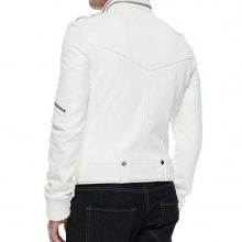 New Handmade Men's White Biker Style Motorbike Lamb-skin Leather Jacket