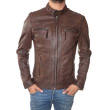 New Handmade Men's Biker Style Genuine Leather Jacket