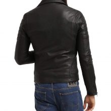 New Handmade Men's Black Biker Lamb-Skin Leather Jacket