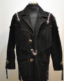 New Handmade Vintage RUNNING BEAR SUEDE fringe men's Indian Western jacket