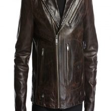 New Handmade Men's Biker Style Black Genuine Leather Jacket