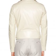 New Handmade Men's Fashion Stylish White Biker Lamb-Skin Leather Jacket