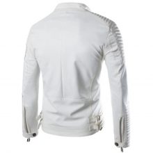 New Handmade Men's Fashion Stylish White Biker Lamb-Skin Leather Jacket