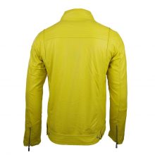 New Handmade Men's Fashion Stylish Yellow Biker Lamb-Skin Leather Jacket