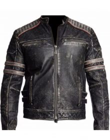New Handmade Men's Biker Vintage Motorcycle Distressed Black Retro Leather Jacket