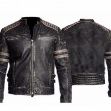 New Handmade Men's Biker Vintage Motorcycle Distressed Black Retro Leather Jacket