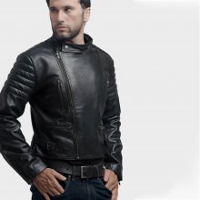 New Handmade Motorcycle Black Mens Leather Jacket