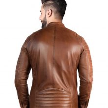 New Handmade Men's Biker Style Motorcycle Brown Genuine Leather Jacket