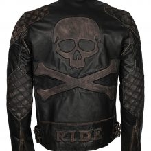 New Handmade Men's Motorbiker Ride New Fashion Skull Rider Distressed Leather Jacket
