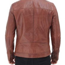 New Handmade Mens Brown Shoulder Padded Leather Motorcycle Jacket