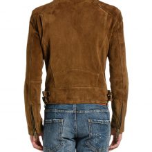 New Handmade Men's Camel Suede Biker Leather Jacket